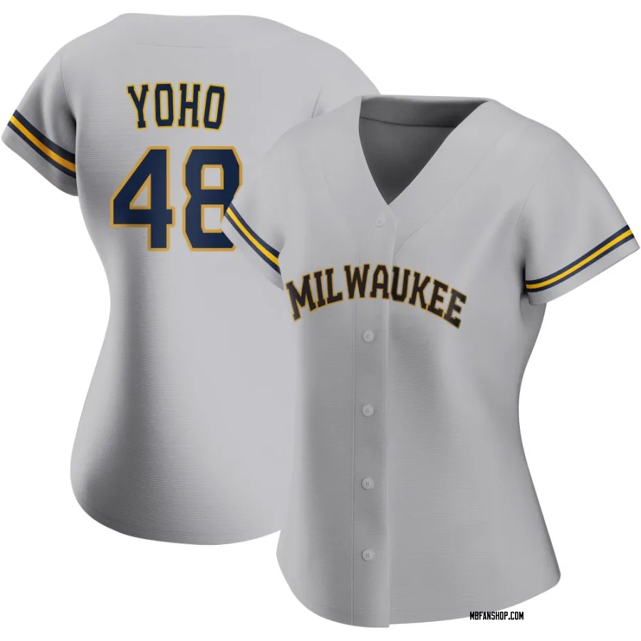 Replica Women's Craig Yoho Milwaukee Brewers Road Jersey - Gray