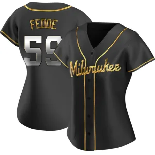 Replica Women's Erick Fedde Milwaukee Brewers Alternate Jersey - Black Golden