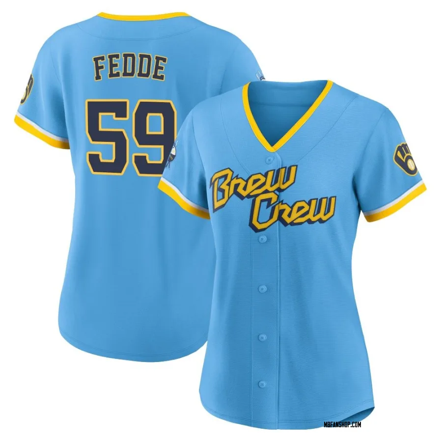 Replica Women's Erick Fedde Milwaukee Brewers Powder 2022 City Connect Jersey - Blue