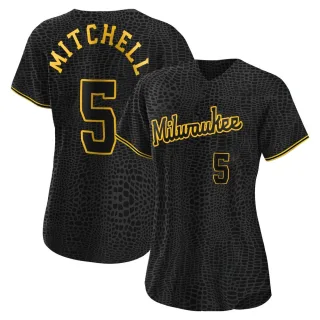 Replica Women's Garrett Mitchell Milwaukee Brewers Snake Skin City Jersey - Black