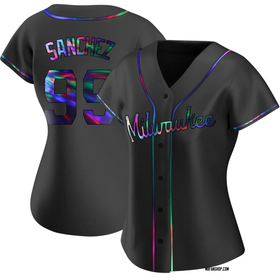Replica Women's Gary Sanchez Milwaukee Brewers Alternate Jersey - Black Holographic