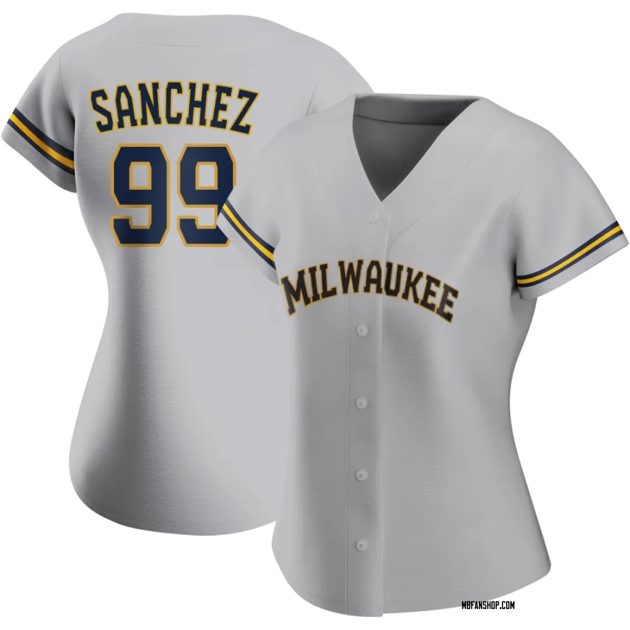 Replica Women's Gary Sanchez Milwaukee Brewers Road Jersey - Gray