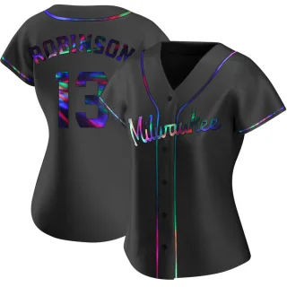Replica Women's Glenn Robinson Milwaukee Brewers Alternate Jersey - Black Holographic
