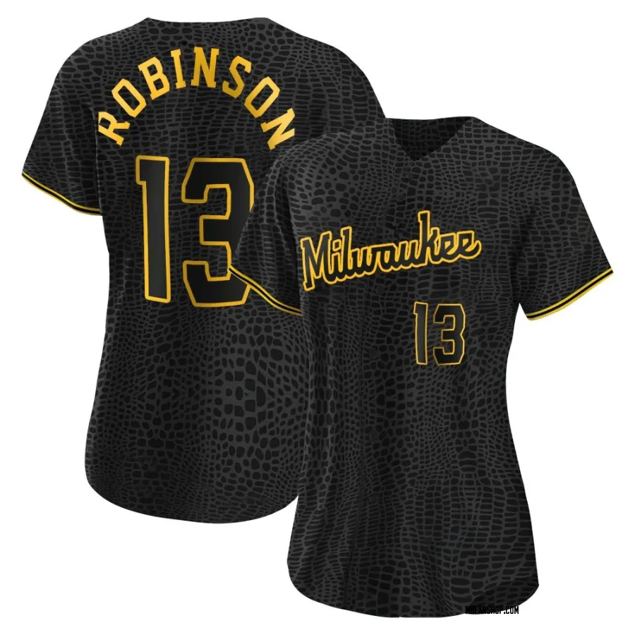 Replica Women's Glenn Robinson Milwaukee Brewers Snake Skin City Jersey - Black