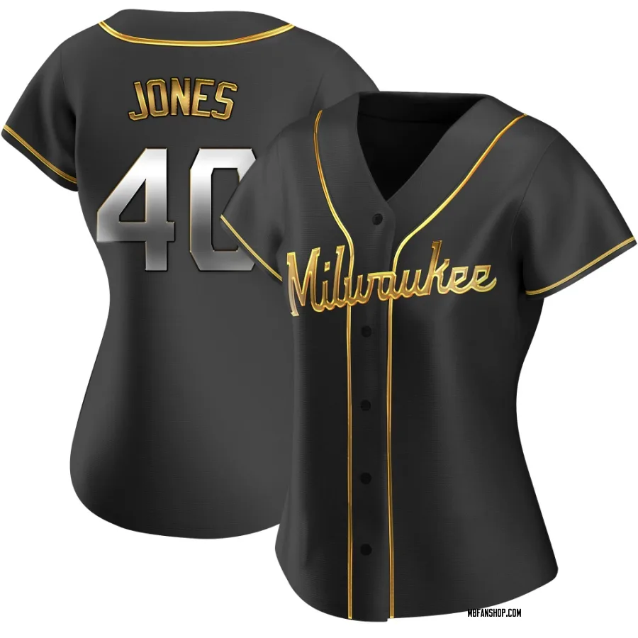Replica Women's Greg Jones Milwaukee Brewers Alternate Jersey - Black Golden