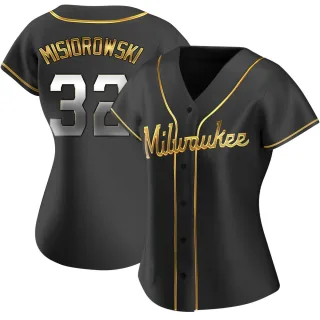Replica Women's Jacob Misiorowski Milwaukee Brewers Alternate Jersey - Black Golden