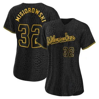 Replica Women's Jacob Misiorowski Milwaukee Brewers Snake Skin City Jersey - Black