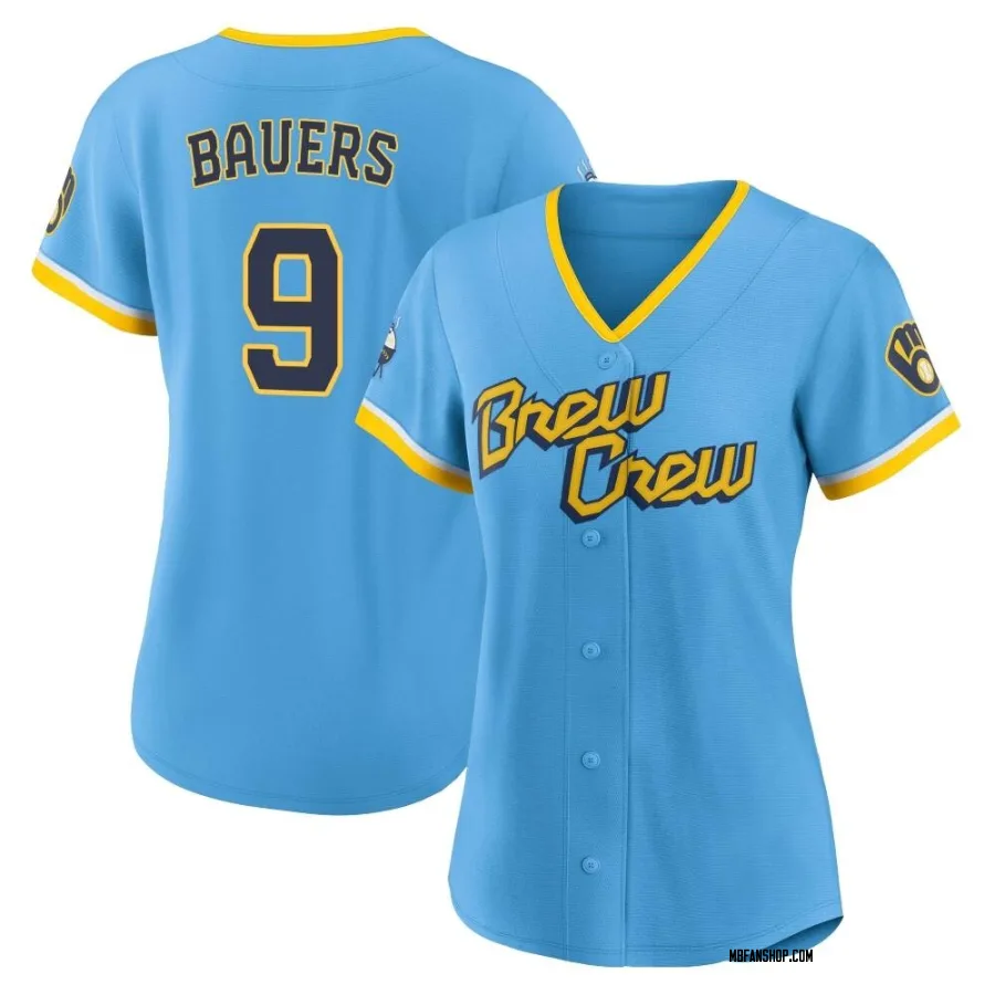 Replica Women's Jake Bauers Milwaukee Brewers Powder 2022 City Connect Jersey - Blue