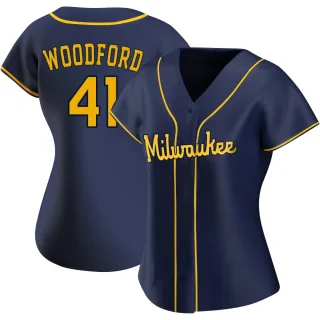Replica Women's Jake Woodford Milwaukee Brewers Alternate Jersey - Navy