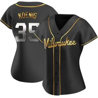 Replica Women's Jared Koenig Milwaukee Brewers Alternate Jersey - Black Golden