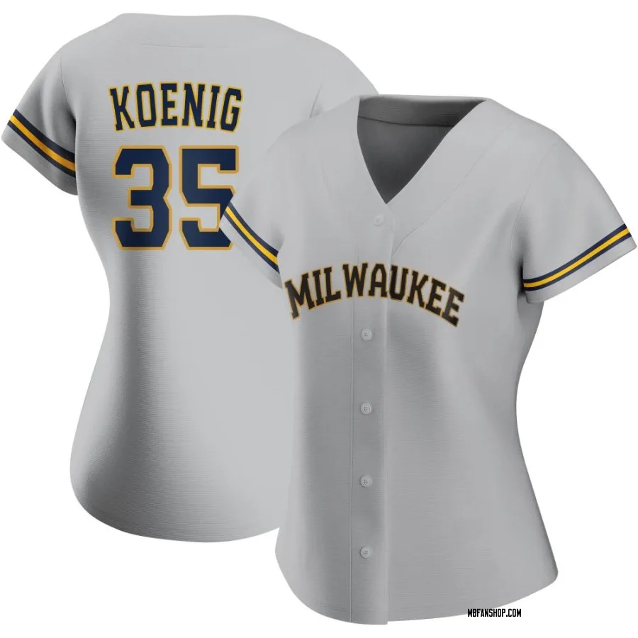 Replica Women's Jared Koenig Milwaukee Brewers Road Jersey - Gray