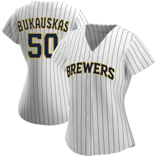 Replica Women's J.B. Bukauskas Milwaukee Brewers Alternate Jersey - White/Navy