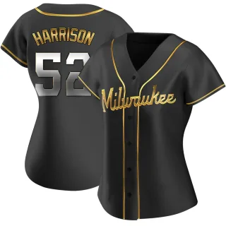 Replica Women's Kyle Harrison Milwaukee Brewers Alternate Jersey - Black Golden
