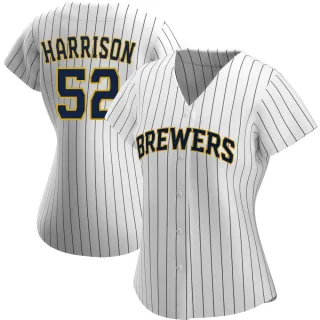Replica Women's Kyle Harrison Milwaukee Brewers Alternate Jersey - White/Navy