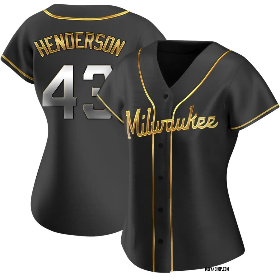 Replica Women's Logan Henderson Milwaukee Brewers Alternate Jersey - Black Golden