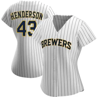 Replica Women's Logan Henderson Milwaukee Brewers Alternate Jersey - White/Navy