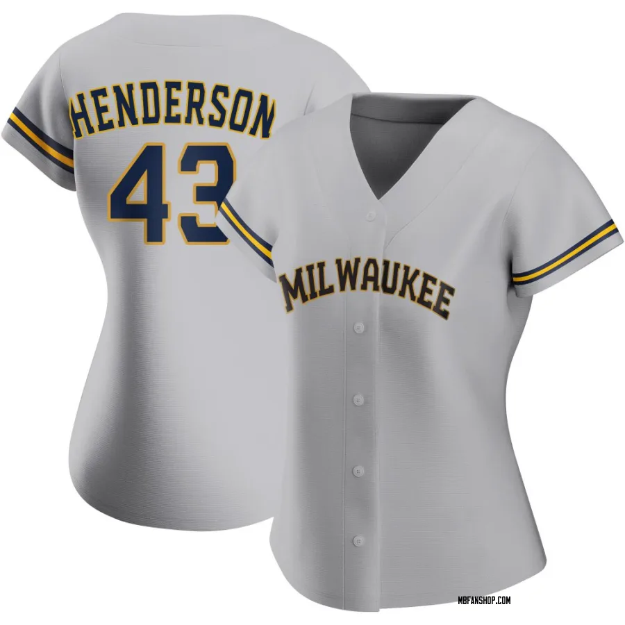 Replica Women's Logan Henderson Milwaukee Brewers Road Jersey - Gray