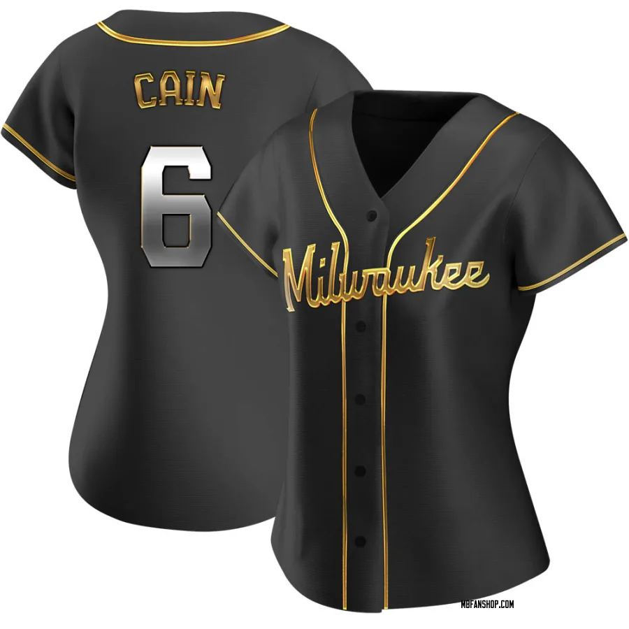 Replica Women's Lorenzo Cain Milwaukee Brewers Alternate Jersey - Black Golden