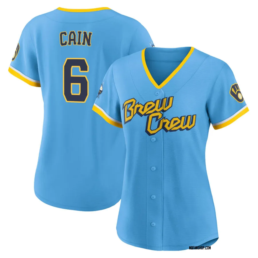 Replica Women's Lorenzo Cain Milwaukee Brewers Powder 2022 City Connect Jersey - Blue