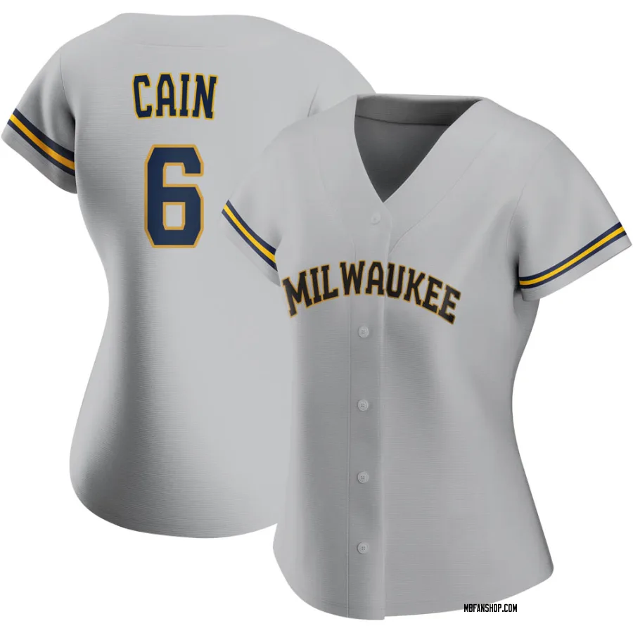 Replica Women's Lorenzo Cain Milwaukee Brewers Road Jersey - Gray