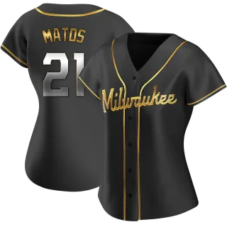 Replica Women's Luis Matos Milwaukee Brewers Alternate Jersey - Black Golden