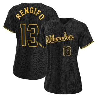 Replica Women's Luis Rengifo Milwaukee Brewers Snake Skin City Jersey - Black