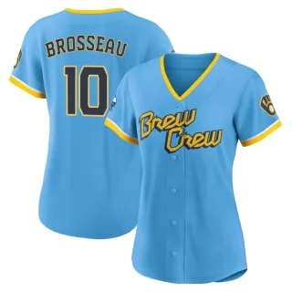 Replica Women's Mike Brosseau Milwaukee Brewers Powder 2022 City Connect Jersey - Blue