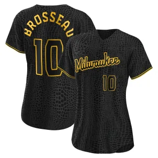 Replica Women's Mike Brosseau Milwaukee Brewers Snake Skin City Jersey - Black