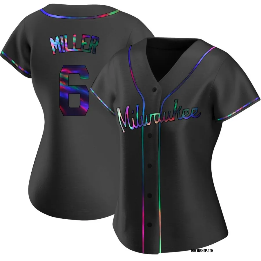 Replica Women's Owen Miller Milwaukee Brewers Alternate Jersey - Black Holographic