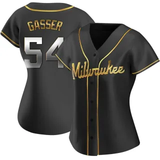 Replica Women's Robert Gasser Milwaukee Brewers Alternate Jersey - Black Golden