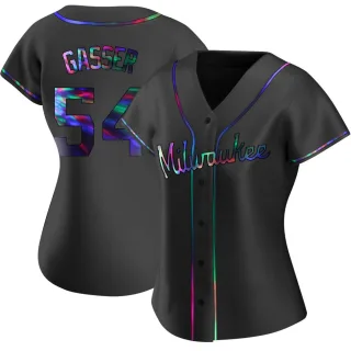 Replica Women's Robert Gasser Milwaukee Brewers Alternate Jersey - Black Holographic