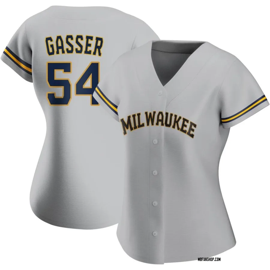 Replica Women's Robert Gasser Milwaukee Brewers Road Jersey - Gray