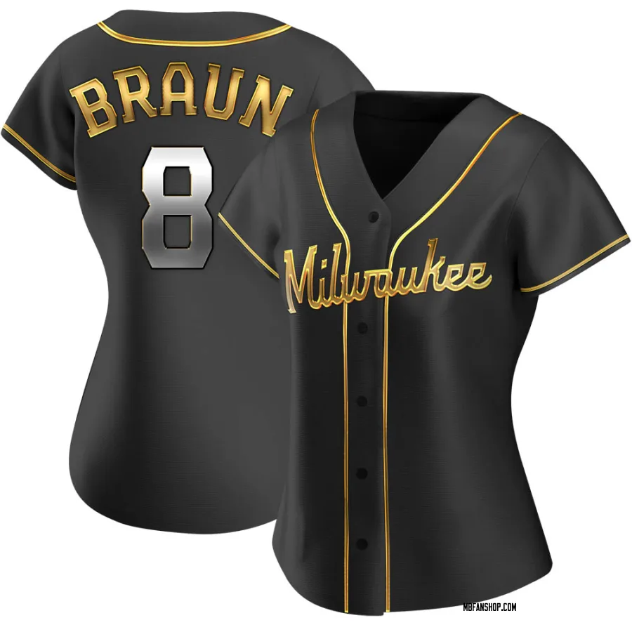 Replica Women's Ryan Braun Milwaukee Brewers Alternate Jersey - Black Golden
