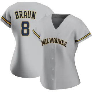 Replica Women's Ryan Braun Milwaukee Brewers Road Jersey - Gray