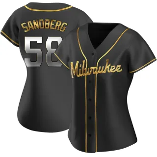 Replica Women's Ryan Sandberg Milwaukee Brewers Alternate Jersey - Black Golden