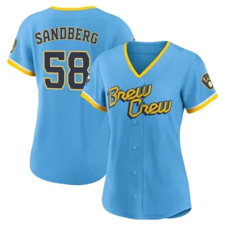 Replica Women's Ryan Sandberg Milwaukee Brewers Powder 2022 City Connect Jersey - Blue