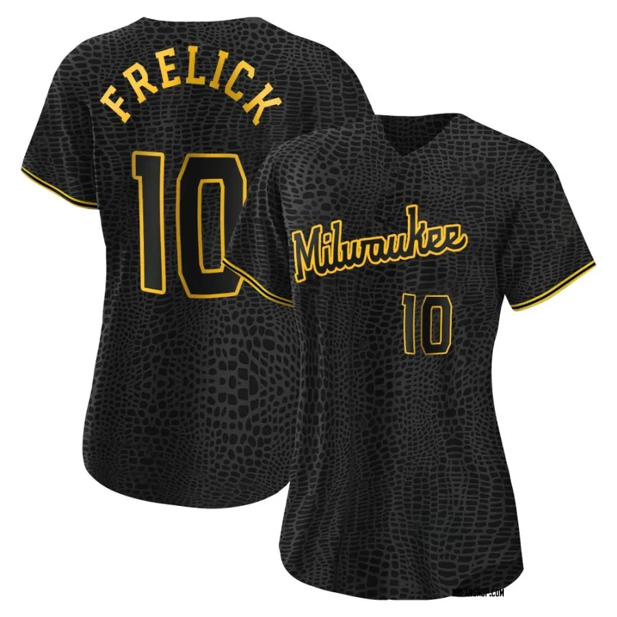 Replica Women's Sal Frelick Milwaukee Brewers Snake Skin City Jersey - Black