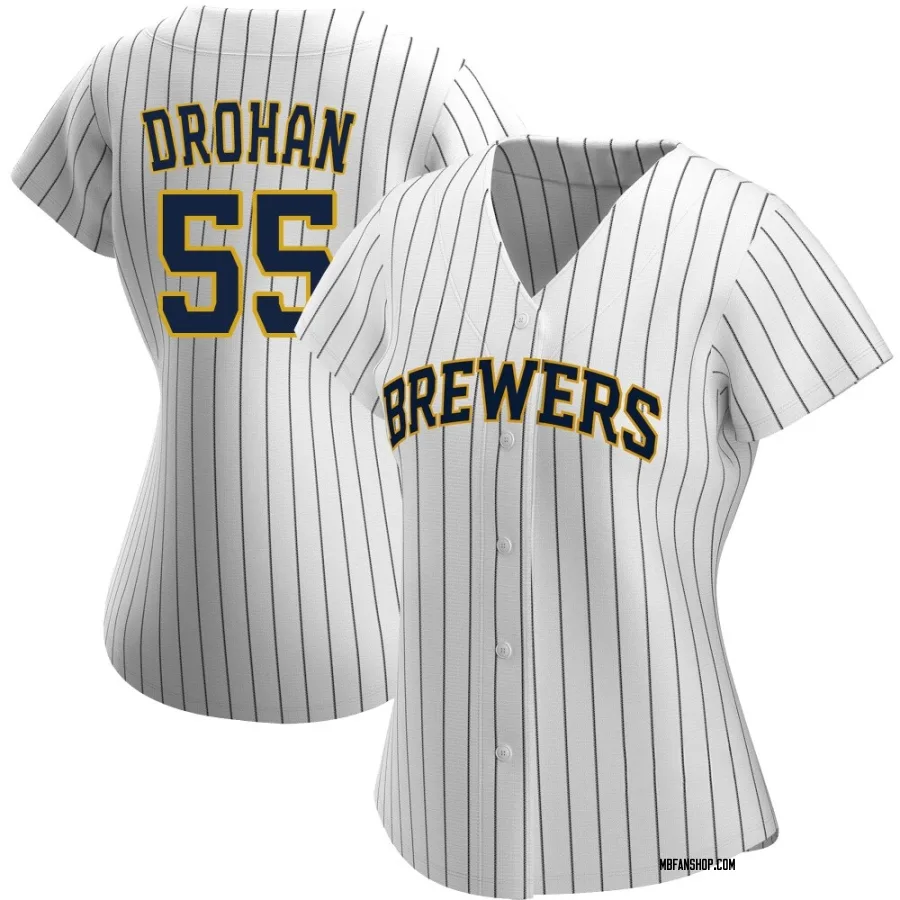 Replica Women's Shane Drohan Milwaukee Brewers Alternate Jersey - White/Navy