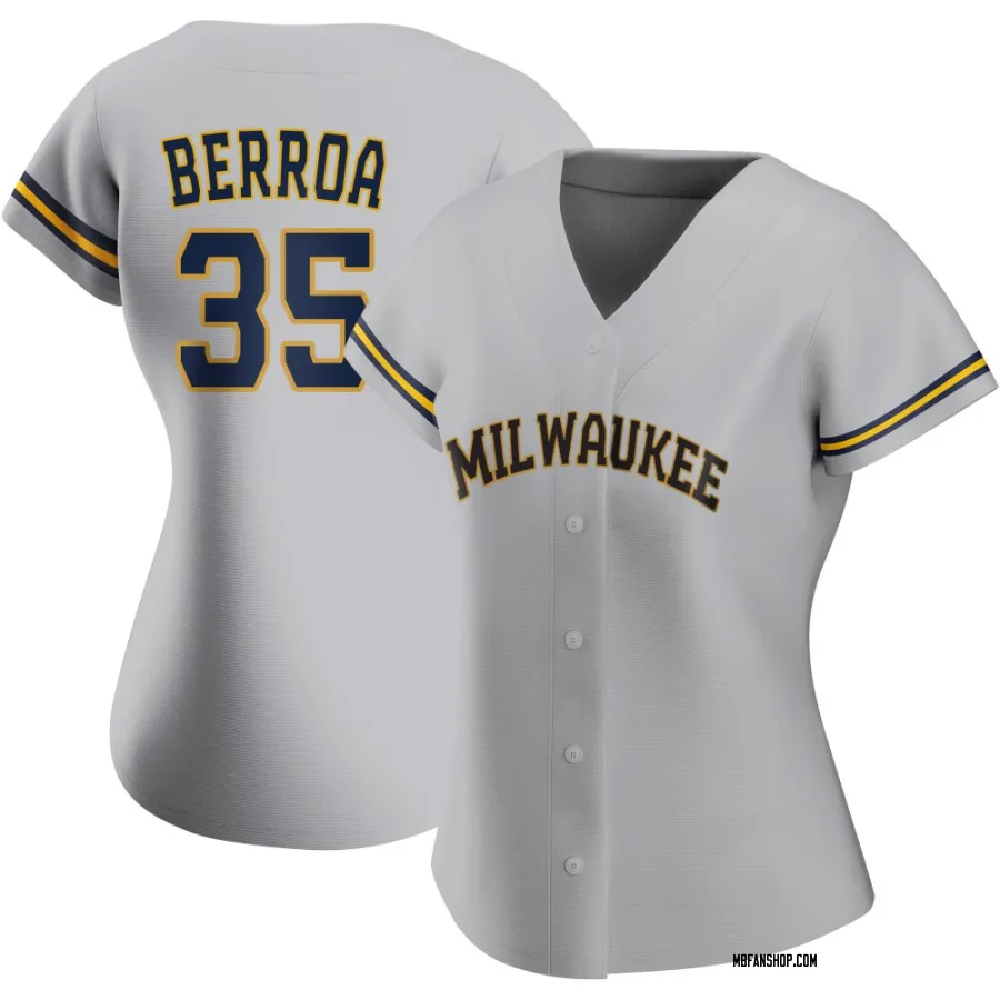 Replica Women's Steward Berroa Milwaukee Brewers Road Jersey - Gray