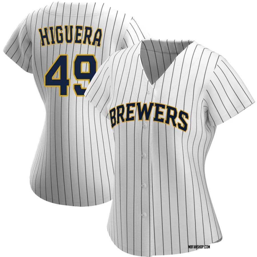 Replica Women's Teddy Higuera Milwaukee Brewers Alternate Jersey - White/Navy