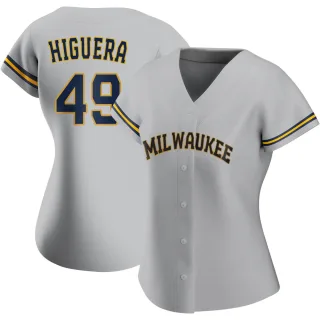 Replica Women's Teddy Higuera Milwaukee Brewers Road Jersey - Gray