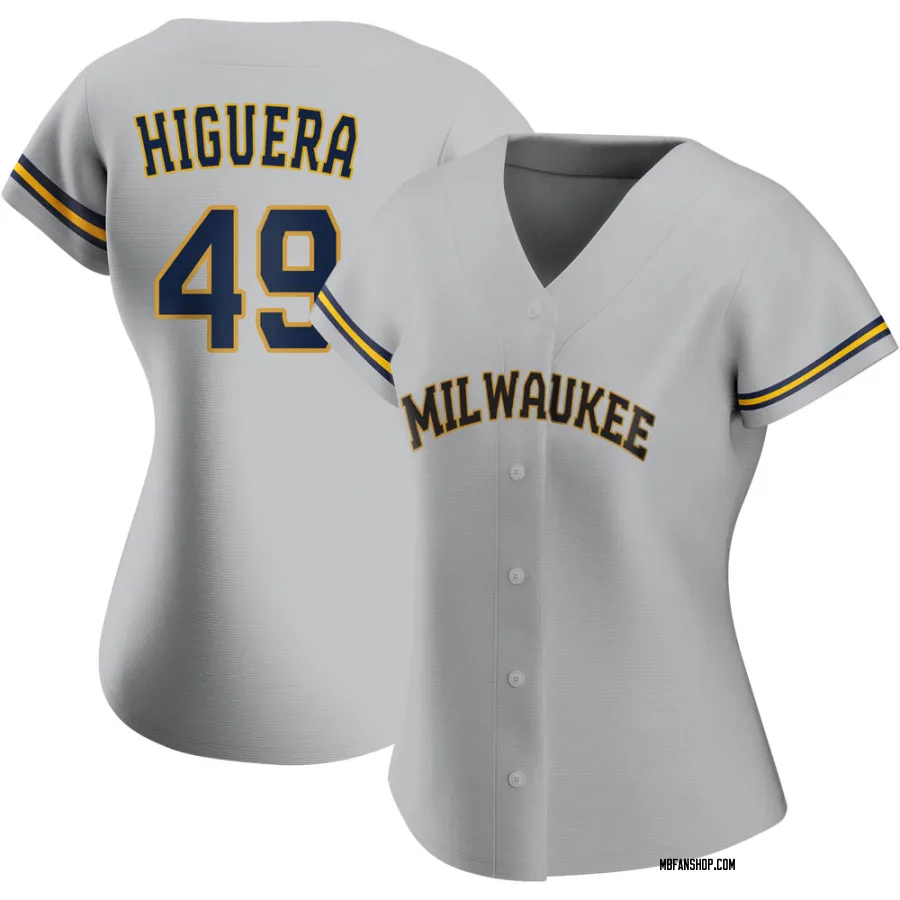 Replica Women's Teddy Higuera Milwaukee Brewers Road Jersey - Gray