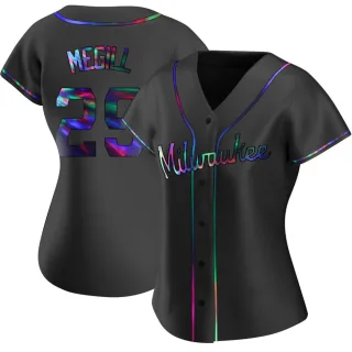 Replica Women's Trevor Megill Milwaukee Brewers Alternate Jersey - Black Holographic