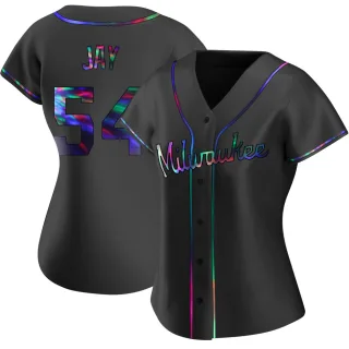 Replica Women's Tyler Jay Milwaukee Brewers Alternate Jersey - Black Holographic