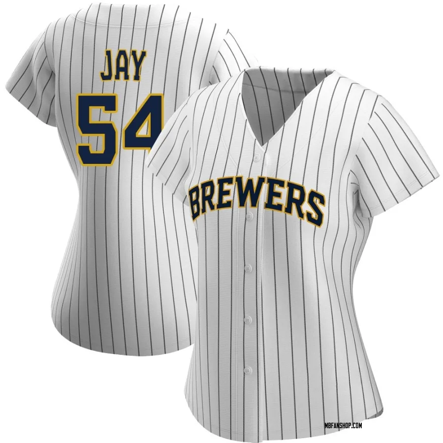 Replica Women's Tyler Jay Milwaukee Brewers Alternate Jersey - White/Navy