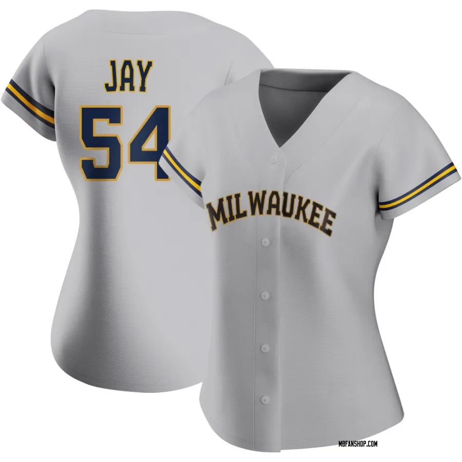 Replica Women's Tyler Jay Milwaukee Brewers Road Jersey - Gray