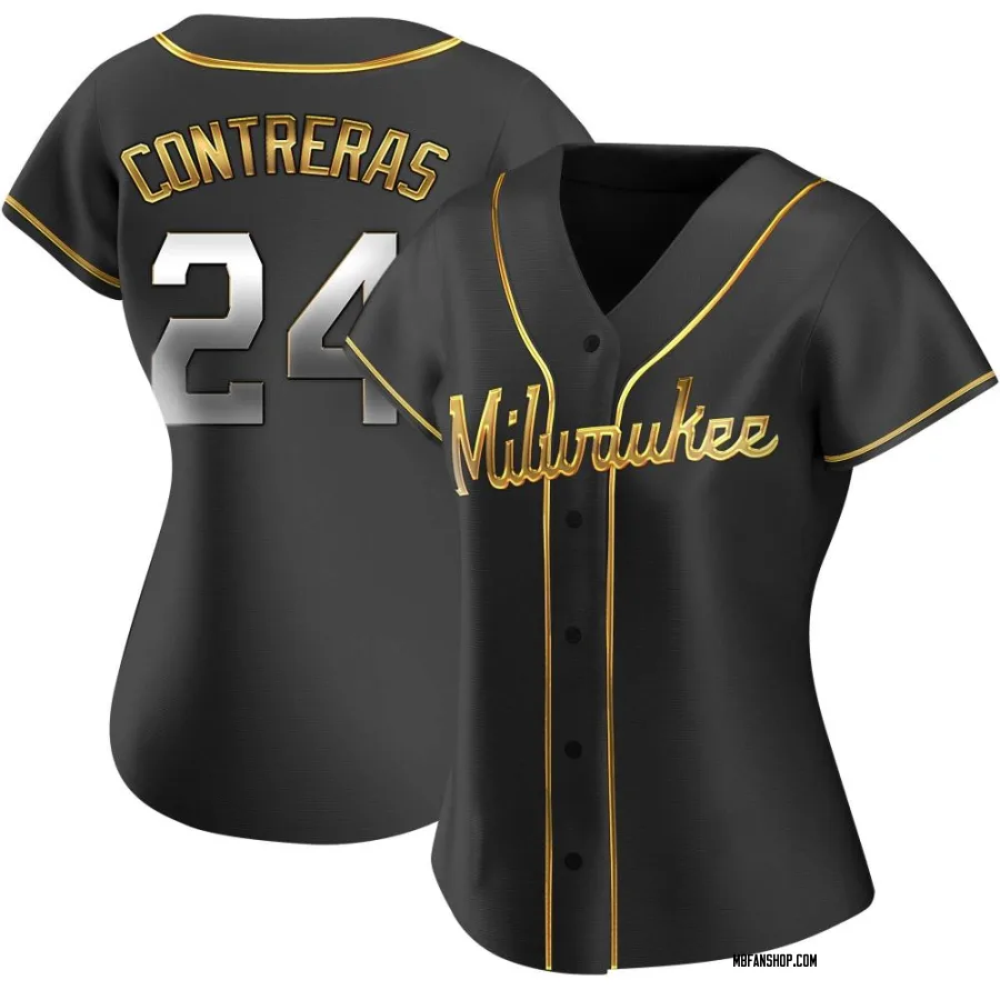 Replica Women's William Contreras Milwaukee Brewers Alternate Jersey - Black Golden