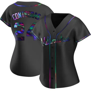 Replica Women's William Contreras Milwaukee Brewers Alternate Jersey - Black Holographic