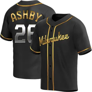 Replica Youth Aaron Ashby Milwaukee Brewers Alternate Jersey - Black Golden