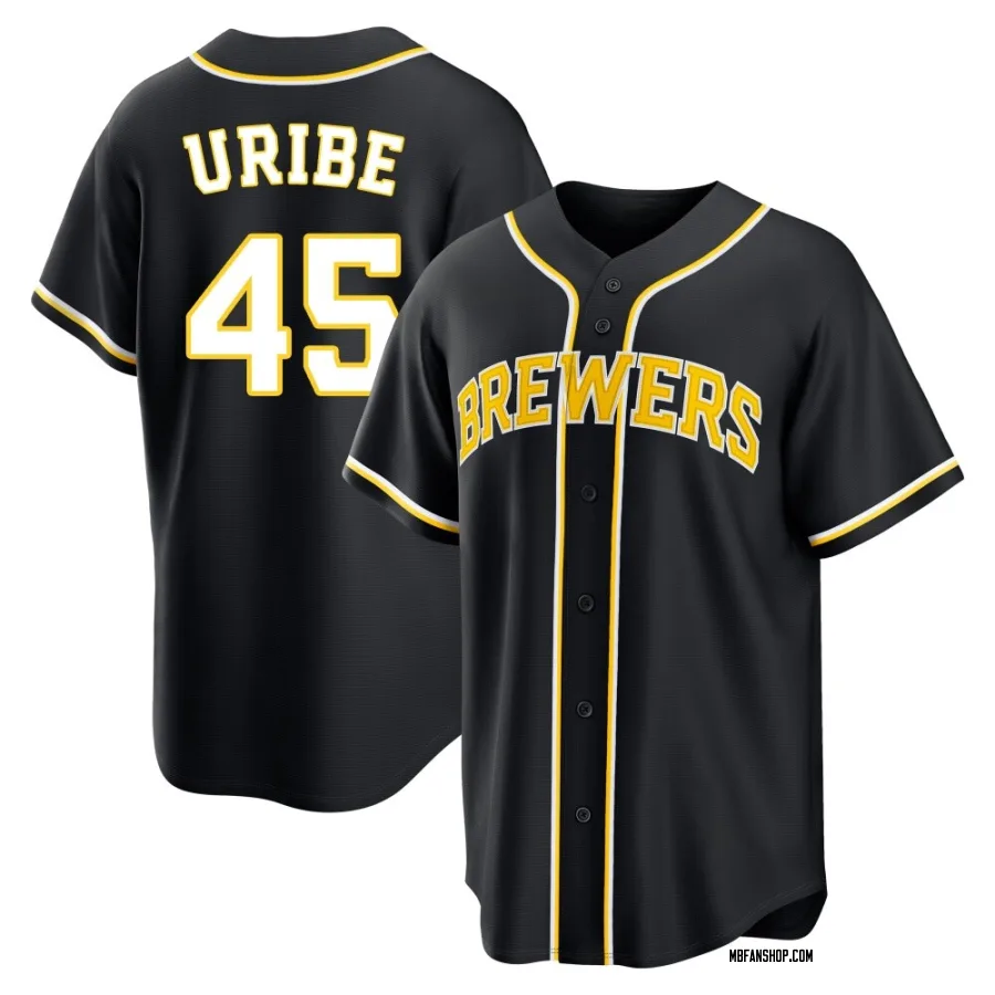 Replica Youth Abner Uribe Milwaukee Brewers Fashion Out Jersey - Black